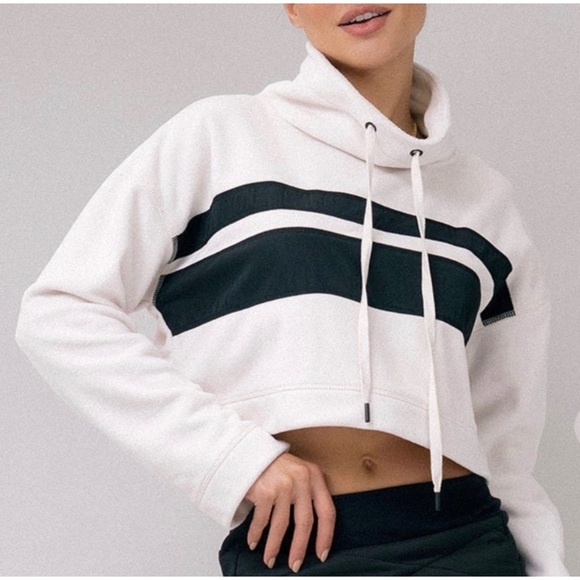 1 LEFT! SOFT Striped Velour Cropped Sweatshirt - Picture 2 of 10